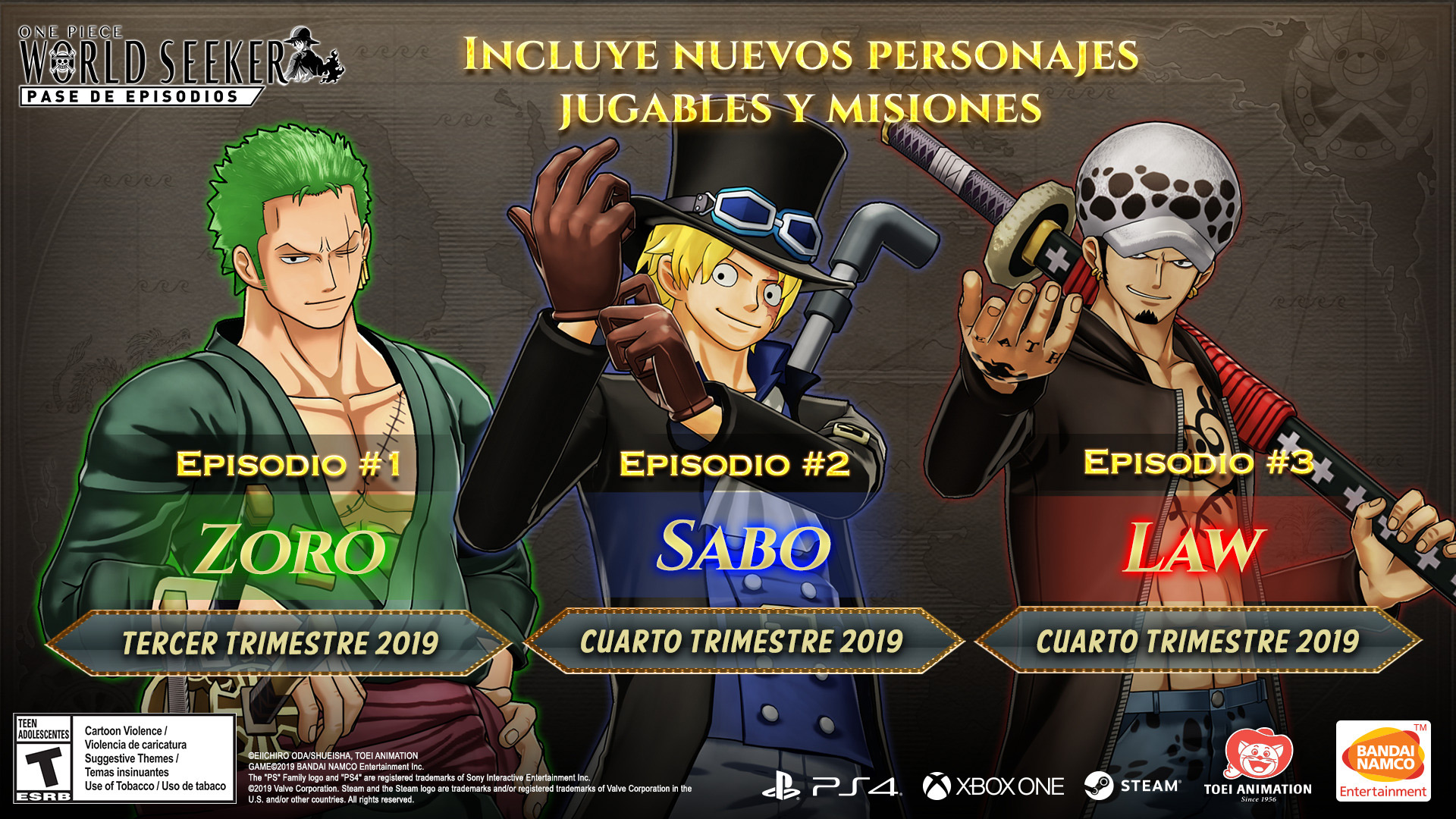 ONE PIECE WORLD SEEKER anuncia dos nuevos personajes  jugables