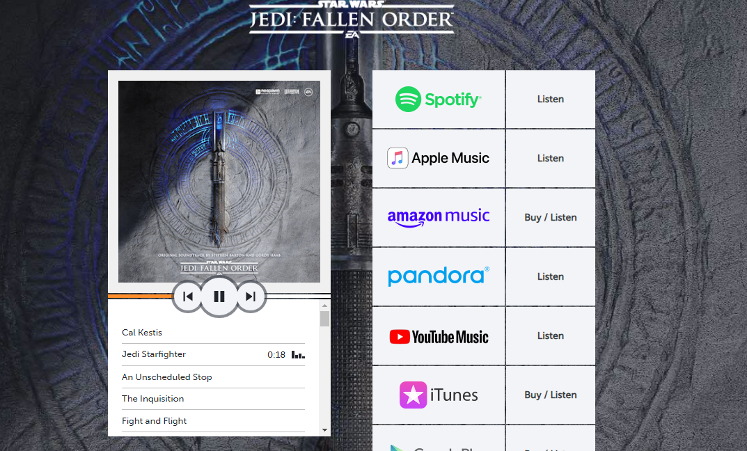El Soundtrack De Star Wars Jedi: Fallen Order Llega a Plataformas De Streaming