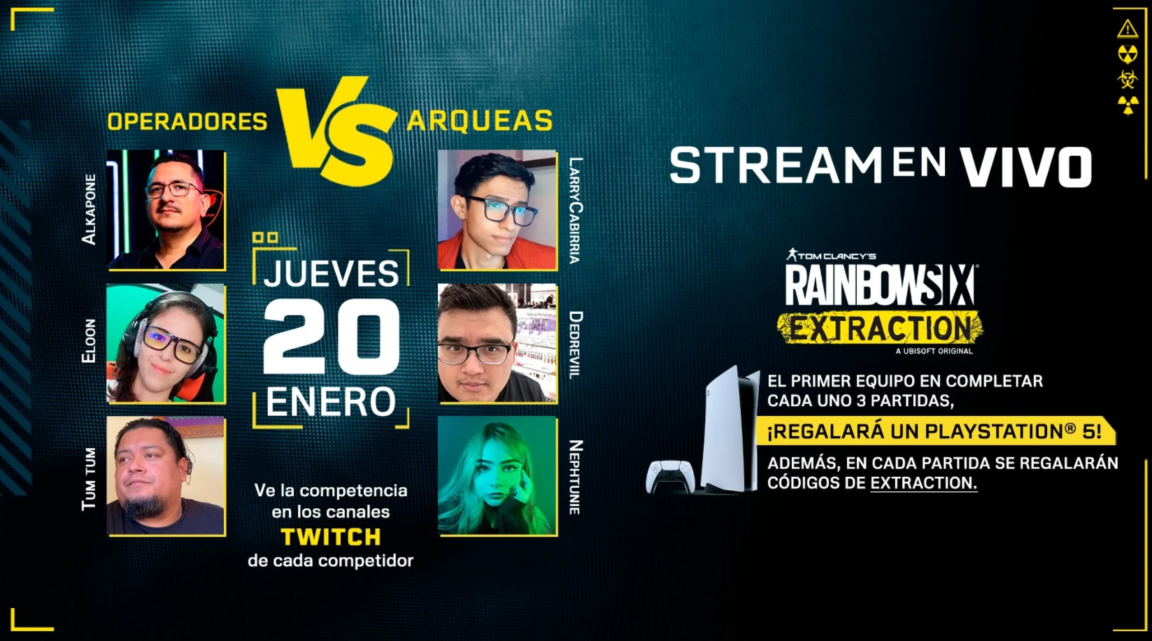 Sigue la Transmisión de los streams de lanzamiento de Tom Clancy’s Rainbow Six Extraction y Llévate una Consola PlayStation