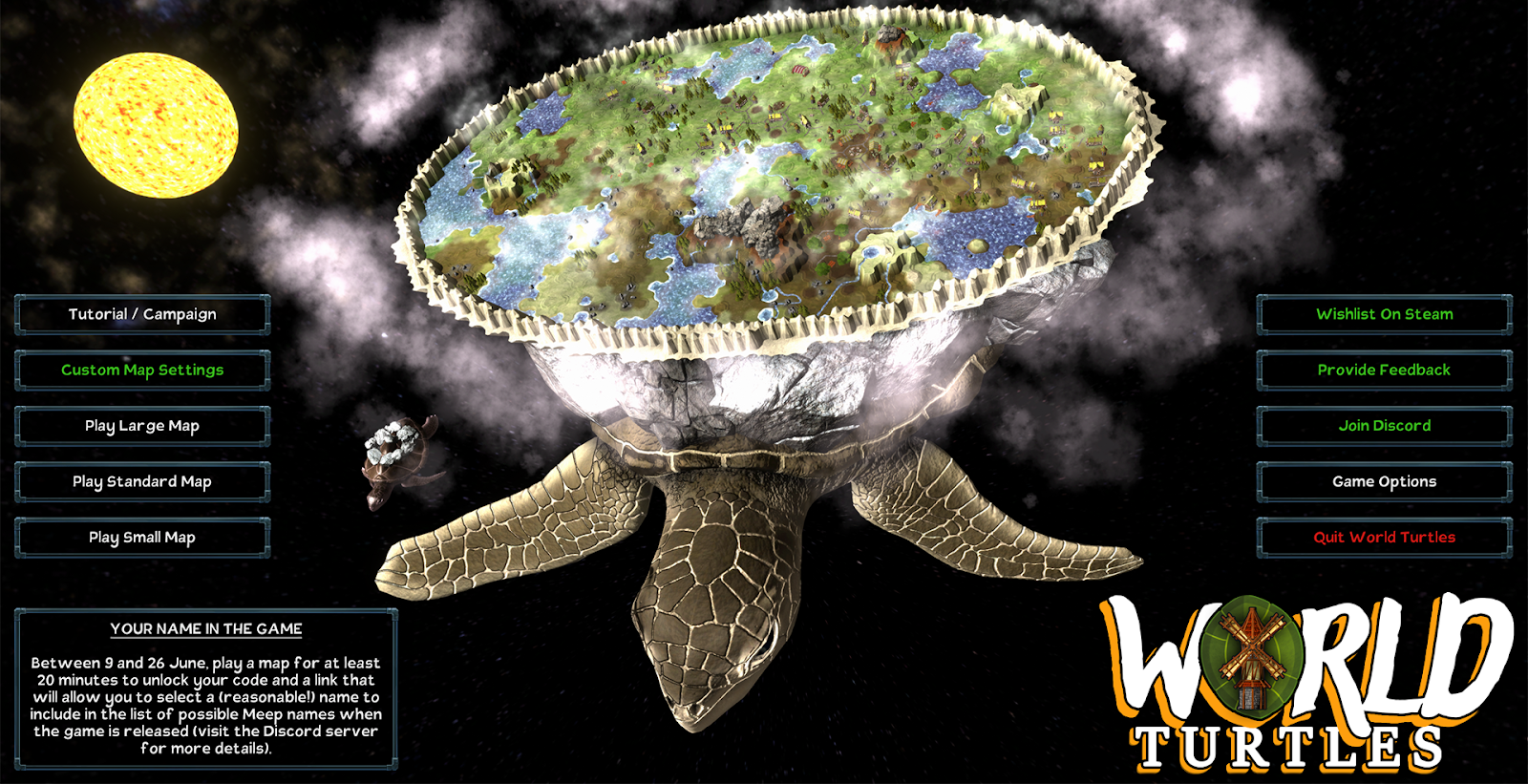 Juega la demo de Steam Next Fest de World Turtles, y ¡Obtén tu nombre en el juego!