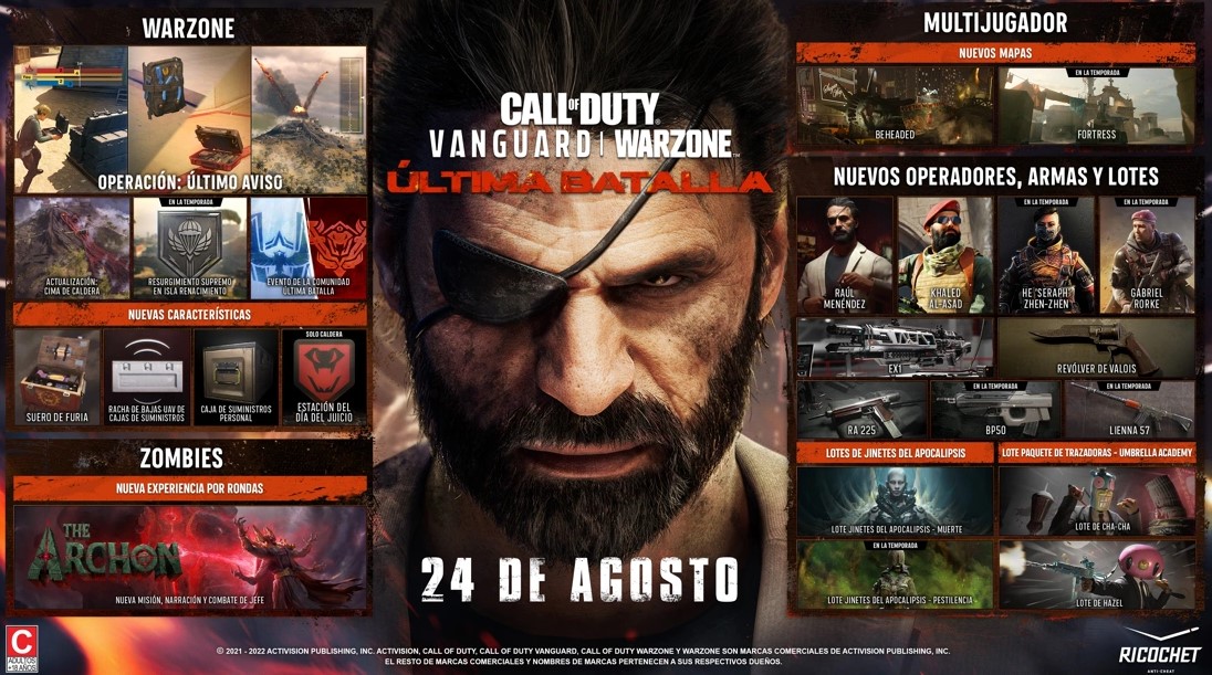 La temporada final de Call of Duty: Vanguard yWarzone llega el 24 de Agosto